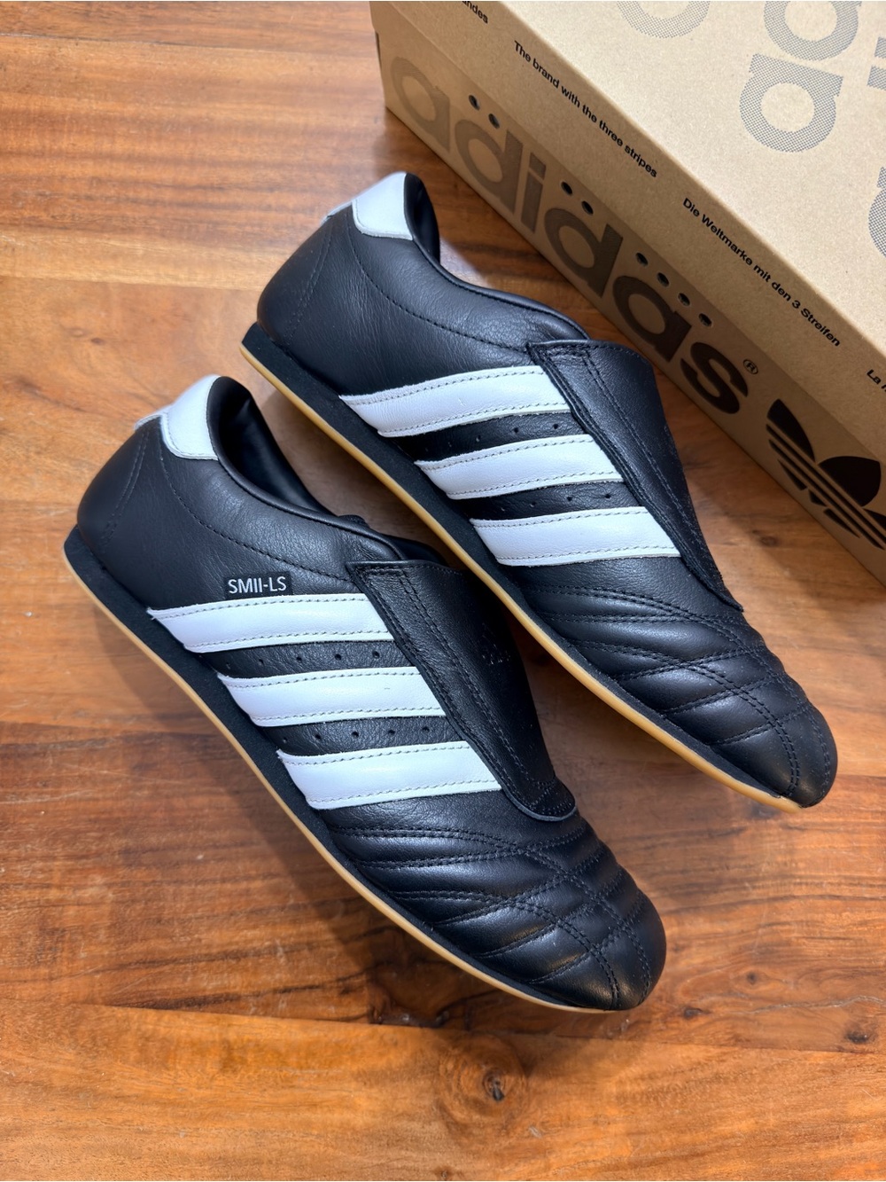 NWT Adidas Taekwondo Leather Slip-On Black Sneakers — Size 8.5 US